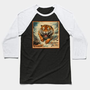 Colorful Tiger Cartoon Vintage Bengals Tiger Drawing Comics Fearless Tiger Baseball T-Shirt